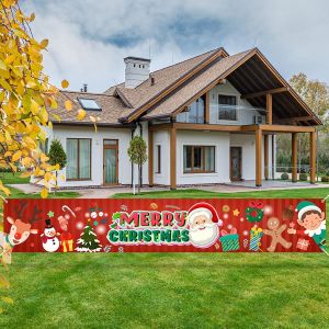Senior-Banni&egrave;re &laquo; Merry Christmas &raquo; - 300 X 50 Cm - D&eacute;coration De No&euml;l &Agrave; Suspendre - Pour Jardin, Maison, Balcon, Porte, Cl&ocirc;ture - F&ecirc;te De No&euml;l(02)[L876] - Neuf