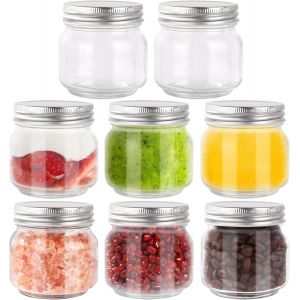 Jexnovashop-8 Mason Jar 250ml - Bocaux En Verre Conserve - Bocal En Verre Herm&eacute;tique Avec Couvercle - Petit Pot Confiture Avec &Eacute;tiquettes Et Stylo - Bocaux Pour Miel, Overnight Oats, Marriage - Neuf