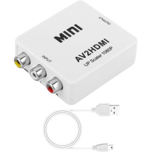 Adaptateur Hdmi Rca Vers Hdmi, Prise En Charge 1080P 60 Hz Avec Câble Usb-C, Adaptateur Rca Vers Hdmi Pour Wii/Ps2/Ps3/Pc/Xbox/Snes/N64/Stb/Vhs/Vcr/Dvd/Appareil Photo (Blanc) - Neuf