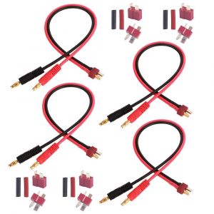 4pcs T Plug Connector Avec Fil De Silicium De 30cm 14awg,4 Pairs T-Plug Connecteurs Deans Style M&acirc;le Et Femelle Pour Batterie Rc Lipo Fpv Drone,8pcs Shrink Tubing-Marque G&eacute;n&eacute;rale - Neuf