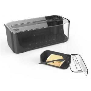 Beurrier Rotatif Avec Couteau Et Couvercle Herm&eacute;tique - Noir - Neuf