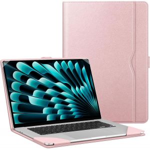acdsgd-Coque Compatible avec MacBook Air 15 Pouces M4 M3 M2 (2025/2024/2023, A3241/A3114/A2941) - Housse Folio avec Poche Frontale de Document Protection pour MacBook Air 15.3"", Or Rose - Neuf