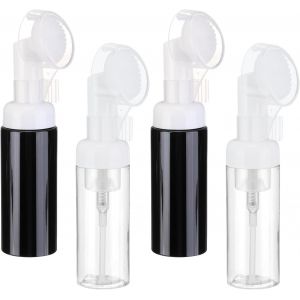 Kal-4pcs Distributeur De Savon En Mousse, 2oz / 60ml Bouteille De Mousse Nettoyante Pour Le Visage Avec Brosse Pour Savon Pour Les Mains, Shampoing, Gel Douche, Noir/Transparent - Neuf