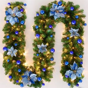 Guirlande de Noël - Fleur artificielle en rotin de Noël de 2,7 m - Neuf
