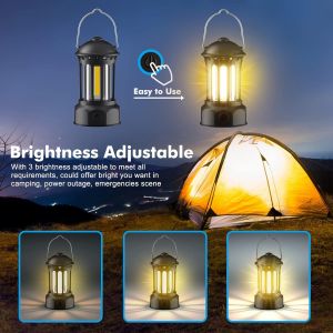¿Grand¿1 Pack Led Lanterne De Camping, Rétro Camping De La Lumière À Piles, Imperméable À L'eau Camping Lampe, Réglage De La Luminosité, Pour Le Camping, La Pêche, Jardin, Randonnée - Neuf
