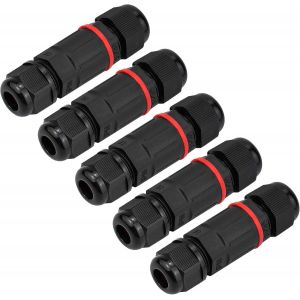 5 PCS 3 Noyaux Connecteur Électrique Éxterieur Etanche Boîtier de Jonction Boîte de Jonction IP68 verser Diamètre de Câble 6mm - 12mm Noir - Neuf