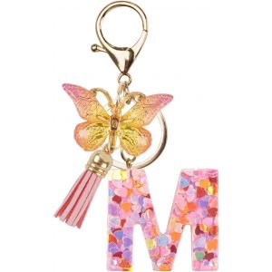 KAL-Porte-Cl&eacute;s Avec Initiales, Rose Papillon Porte-Cl&eacute;s Pour Sac &Agrave; Dos, Cartable - Neuf