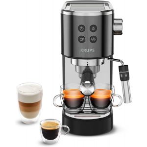 Virtuoso+, Machine Expresso, Machine A Cafe À Pompe, Expresso Machine A Cafe Moulu Ou Dosettes, 15 Bars, Inox, Buse Vapeur, Espresso Et Cappuccino, Xp444G10, Acier Noir - Neuf