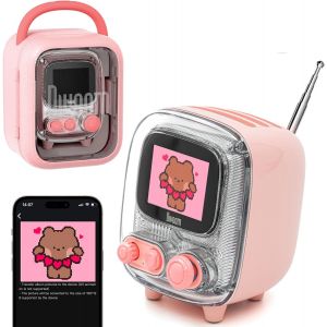 Senior-Tiivoo-2 Enceinte Bluetooth Rétro Avec Haut-Parleur Sans Fil Mignon, Petit, Tendance, Multifonction, Pixel Art, Horloge, Chargement D'Album, Bruit Blanc, Cadeau, Compatible Avec (Rose[L585] - Neuf