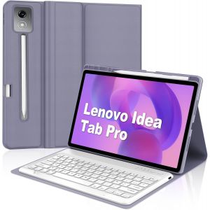 Coque Clavier Pour Lenovo Idea Tab Pro 12.7 Pouces, Azerty Fran&ccedil;ais Housse Clavier Bluetooth Magn&eacute;tique D&eacute;tachable Avec Porte Crayon Pour Tablette Lenovo Idea Tab Pro 2025 12.7"" 2025, Violet - Neuf