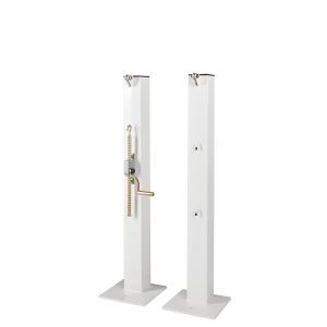 Poteaux Tennis Acier Carr&eacute; 100 Mm &Agrave; Platine - Treuil Ext&eacute;rieur - Neuf