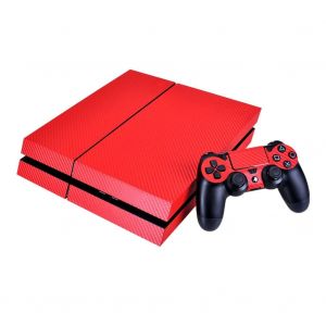 Housse De Protection Film Autocollant Pour Sony Playstation 4 Ps4 Manette Console Rouge - Neuf