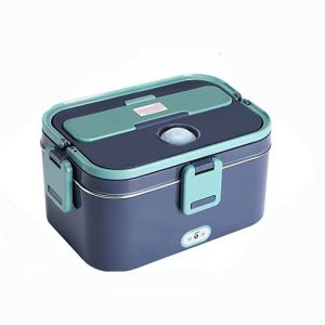 1.8L Electric Lunch Box - Blue, 12V 24V 220V 3-in-1 Electric Lunch Box with Lunch Bag and Removable Stainless Steel Lunch Box for Cars, Trucks, Offices and Homes - Neuf