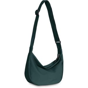 (Vert) 1 petit sac à bandoulière tendance pour femme et homme, avec bandoulière réglable et 2 fermetures éclair, en nylon léger - Neuf