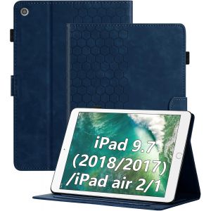 Coque Pour Ipad 6ème/5ème Génération Version 9.7 Pouces 2018/2017, Étui Pour Ipad Air 1/2, Avec Fine Folio Protecteur Tablette Housse De Protection En Cuir Pu Avec Support, Noir - Neuf