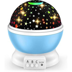 Jouets Pour Les Gar&ccedil;ons De 2 &Agrave; 8 Ans Cadeaux, Veilleuse Pour Enfants Avec Rotation &Agrave; 360 Degr&eacute;s Et Changement De Lumi&egrave;re De 8 Couleurs, Lumi&egrave;re De Projecteur D'&eacute;toiles De Lune Pour (Bleu) - Neuf