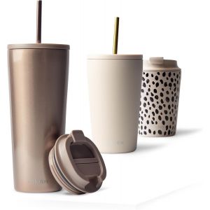 CMWS-Mug Isotherme avec Paille 700 ml, Thermo Caf&eacute; &eacute;tanche en acier inox, Tasse Isotherme sans BPA, Mug Isotherme Cafe (Ros&eacute; Quartz) - Neuf