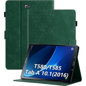 Kal-Coque Pour Samsung Galaxy Tab A 10.1 Pouces 2016 (Sm-T580/T585), Étui Pour Galaxy Tab A 10.1 2016,Avec Fine Folio Protecteur Tablette Housse De Protection En Cuir Pu Avec Support, Vert - Neuf