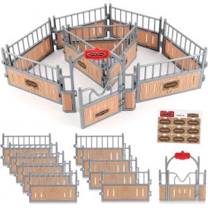 MEVRONISSHOP-Lot de 10 jouets de cl&ocirc;ture pour cheval, cl&ocirc;ture, accessoires pour grange, paddoir, cheval, &eacute;curie, cadeau &eacute;ducatif, micro paysage (couleurs combin&eacute;es) - Neuf