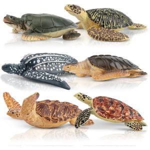 Sansh-Lot De 6 Figurines De Tortues, Ensemble De Figurines D'animaux De Tortue Réalistes, Figurines De Jouets Océaniques, Figurines D'animaux Marins Réalistes, Jouet De Tortue Pour Enfants - Neuf