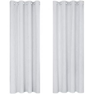 Lot De 2 Rideaux Occultants Halloween Gris Perle, Isolants Thermiques Et Anti-Froid, Pour Chambre Et Salon, Rideaux À ?Illets Argentés Imprimés À Pois, 140 X 240 Cm - Neuf