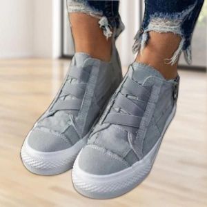 Chaussures De Soutien De L'arche &Agrave; Ressort Semelle &Eacute;paisse Chaussures En Toile D&eacute;contract&eacute;es Avec Fermeture &Agrave; Sangle &Eacute;lastique Mise En Place Rapide Pour Les Femmes Gris De Tous Les Jours,37 - Neuf