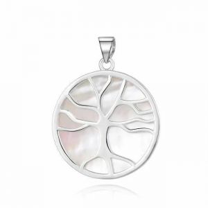 Pendentif En Argent B&eacute;n&eacute;to Avec Arbre De Vie En Nacre Agh168, Pour Femme, Sbe1460 - Neuf