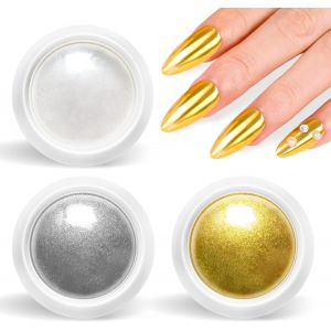 Kal-Poudre Chrome Ongle - ¿Effet Miroir Magique¿ Poudre À Ongles Dorée Miroir Magique Poudre À Ongles Holographique Poudre À Ongles Brillante À Paillettes, Poudre Ongle Perle Blanc Aurore For Nail Ar - Neuf