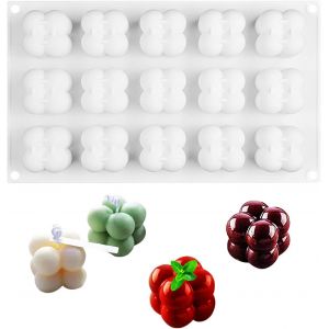 KAL-15 En 1 Moule Silicone Bougie, Boule Silicone Molds, 3D Diy Moulle Fondant, Facile À Démouler Pour La Réalisation De Bougies Parfumées, Chocolat, Fondant, Glace - Neuf