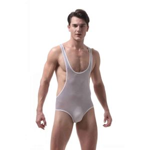 Kwan.Z Body Hommes Ultra-Mince Glace Soie Hommes Sous-Vêtements Transparent Corset Nylon Body Masculino Erkek Korse Shapewear Pour Hommes - Neuf
