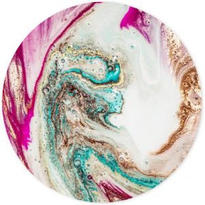 Tapis De Souris Rond, Mouse Pad Pour Ordinateur Pc Bureau Portable, Étanche Surface Lisse, Base Antidérapante En Caoutchouc, Avec Bord Cousu, Art Marbré Moderne Rouge - Neuf