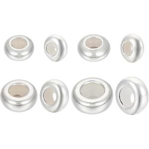 8 Perles D'espacement En Argent Sterling 925, 4 Styles Différents, Perles Rondelles Avec Gel De Silice Pour La Création De Bracelets Et Colliers, Accessoires De Bijouterie (6,4/7,6/ - Neuf