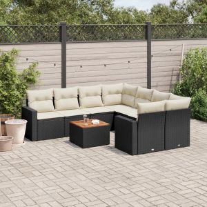 Prolenta Premium - Salon De Jardin 9 Pcs Avec Coussins Noir R&eacute;sine Tress&eacute;e - Neuf