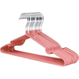 1Above Lot de 25 cintres en m&eacute;tal avec rev&ecirc;tement en Caoutchouc de qualit&eacute; sup&eacute;rieure u2013 Tr&egrave;s r&eacute;sistants u2013 Peu encombrants u2013 Cintres pour penderie u2013 Cintres Fins et antid&eacute;rapants en Chrome (Rose) - Neuf