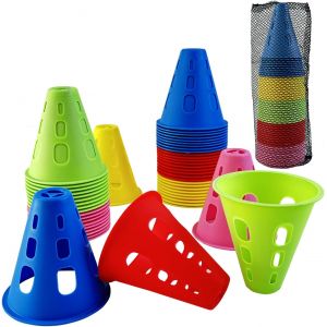 Acdsgd-C&ocirc;nes De Slalom,50 Pi&egrave;ces C&ocirc;nes Entra&icirc;nement Color&eacute;, Patinage Multicolore Pile Obstacle,Pour Sport, Cone De Marquage Pour Roller, Football Et V&eacute;lo,Slalom, Des Exercices - Neuf