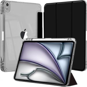 Coque pour iPad Air 11 Pouces M3/M2 (2025/2024), iPad Air 5eme/4eme G&iquest;&iquest;n&iquest;&iquest;ration 10,9 Pouces 2022/2020 avec Porte Pencil, ?tui Arri&iquest;&iquest;re Transparent Support Antichoc Tablette, Noir - Neuf