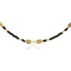 Kal-Collier De Perles Pour Femme - Multicolore - 40 + 5 Cm - Avec Pierre Précieuse - Bijou Bohème - Imperméable Et Hypoallergénique - Bijou D'été - Neuf