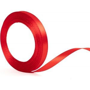 Kal-Ruban De Satin Rouge De 10 Mm Pour Emballage Cadeau - 22 M De Ruban D'emballage Cadeau De No&euml;l, G&acirc;teau, Noeud De Cheveux, Bouquet, Artisanat, D&eacute;coration De Voiture De Mariage - Neuf