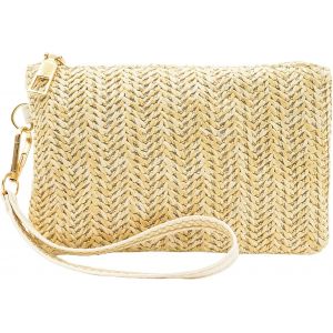 RFCBC-Pochette d'embrayage en Paille, Plage Sacs à Main Messager Sac de Soirée Tissé Rétro, Femmes Paille Sac à Main pour Dames d'embrayage - Neuf