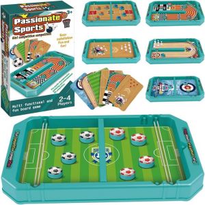 ChenQuanSarl-Sling Puck Jeu De Société En Bois - Jeu De Société Rapide - Palet De Hockey - Jeu De Société 6 En 1 - Portable - Jeu De Table - Jeu De Bureau - Cadeau Assorti - Neuf