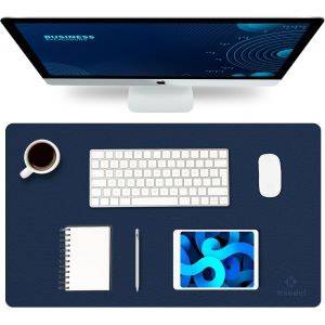 NSIECD-Tapis de Bureau, Tapis Bureau, Tapis Bureau Sous Main 35cm x 60cm, Tapis de Portable, Sous Main Bureau pour Bureau et Maison, Double Face (Bleu Foncé) - Neuf