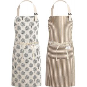 Loranka-2 Tabliers De Cuisine Femme Chef Tablier Femme R&eacute;glable Tabliers De Cuisine Avec Poches Pour Familial Cuisine, Jardinage, Caf&eacute;, Restaurant, Barbecue - Neuf