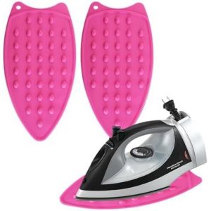 ChenQuanSarl-Support Pour Fer À Repasser,Repose Fer En Silicone,Tapis De Repos De Repas Avec Trou De Suspension,Pour L'Isolation Contre Les Brûlures (Rose) - Neuf