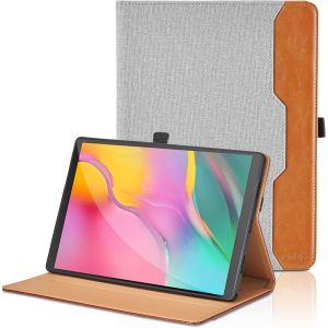 Coque Pour Samsung Galaxy Tab A 10,1'' T510/T515 2019 Pu Cuir Cover Tablette Housse De Protection Auto Réveil/Sommeil, Multi-Angle Étui Avec Poche - Gris - Neuf
