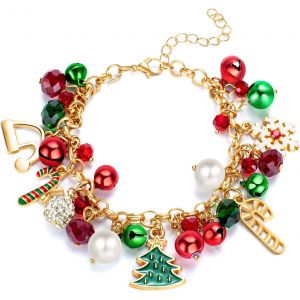 Bracelet De No&euml;l Femme R&eacute;glable Arbre De No&euml;l Jingle Bell Cha&icirc;ne Bracelets Color&eacute; Bijoux Cadeaux De F&ecirc;te Pour Filles - Neuf