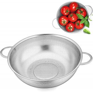 Mevronisshop-Passoire &Agrave; P&acirc;tes En Acier Inoxydable, Passoire De Cuisine Avec Poign&eacute;es, Panier Passoire Dessus, Pour &Eacute;goutter Les P&acirc;tes, L&eacute;gumes Et Fruits, Riz, Passe Au Lave-Vaisselle, 1 Pi&egrave;ce, &Oslash; 22 C - Neuf