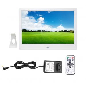 Cadre photo numerique avec ecran HD 10 pouces 1280 x 800, reveil, lecteur de films (blanc, UE) - Neuf