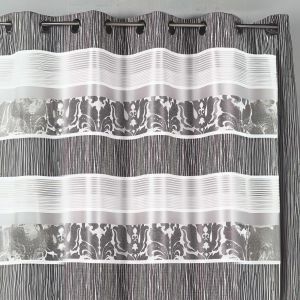 Rideau En Jacquard &Agrave; Rayures Horizontales Color&eacute;es - Neuf