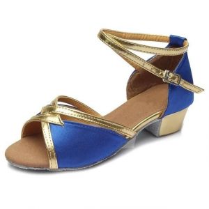 Chaussures De Danse Latine-Talon Bas Fond Souple Pour Filles Et Femmes-Bleu 35 Bleu,35 - Neuf