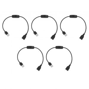 5PCS ON Interrupteur Interrupteur Mâle à Femelle Câble d'extension USB PVC 2 broches avec B utton pour l'enregistreur de conduite LED Lumières Noir - Neuf